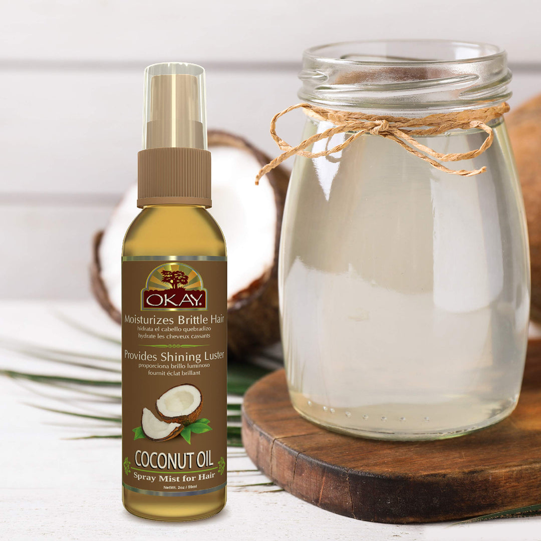 OKAY | Coconut Oil Spray Mist | For All Skin &amp; Hair Types &amp; Textures | Revive Damaged Brittle Hair | With Natural UV Protectants | Free of Parabens | 2 oz