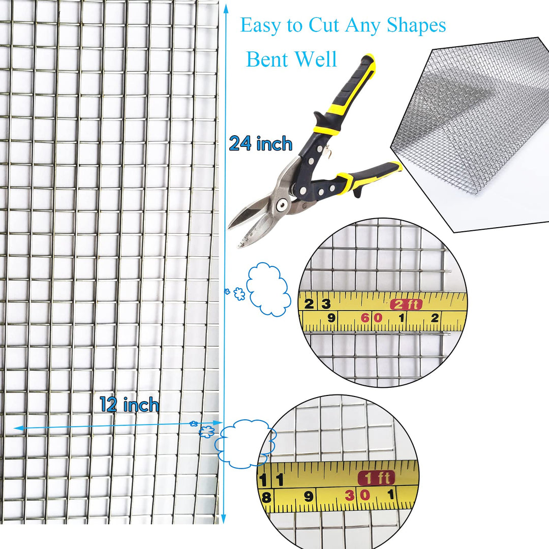 Upgraded 2PACK SS Wire Mesh, 4 Mesh Completely Welded, 12 X 24 in(310mm X 620mm), Stainless 304, Easy to Cut and Make Straight, Never Rust