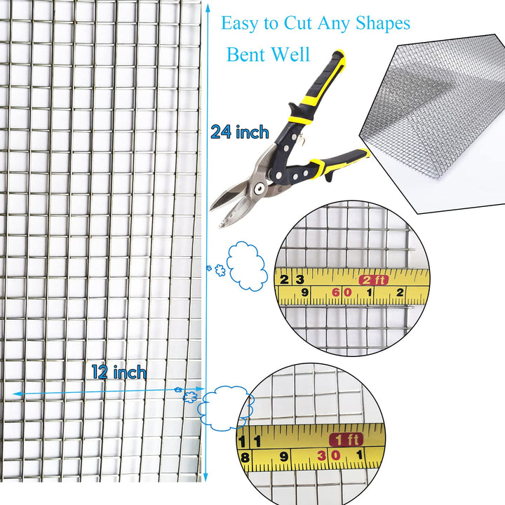 Upgraded 2PACK SS Wire Mesh, 4 Mesh Completely Welded, 12 X 24 in(310mm X 620mm), Stainless 304, Easy to Cut and Make Straight, Never Rust