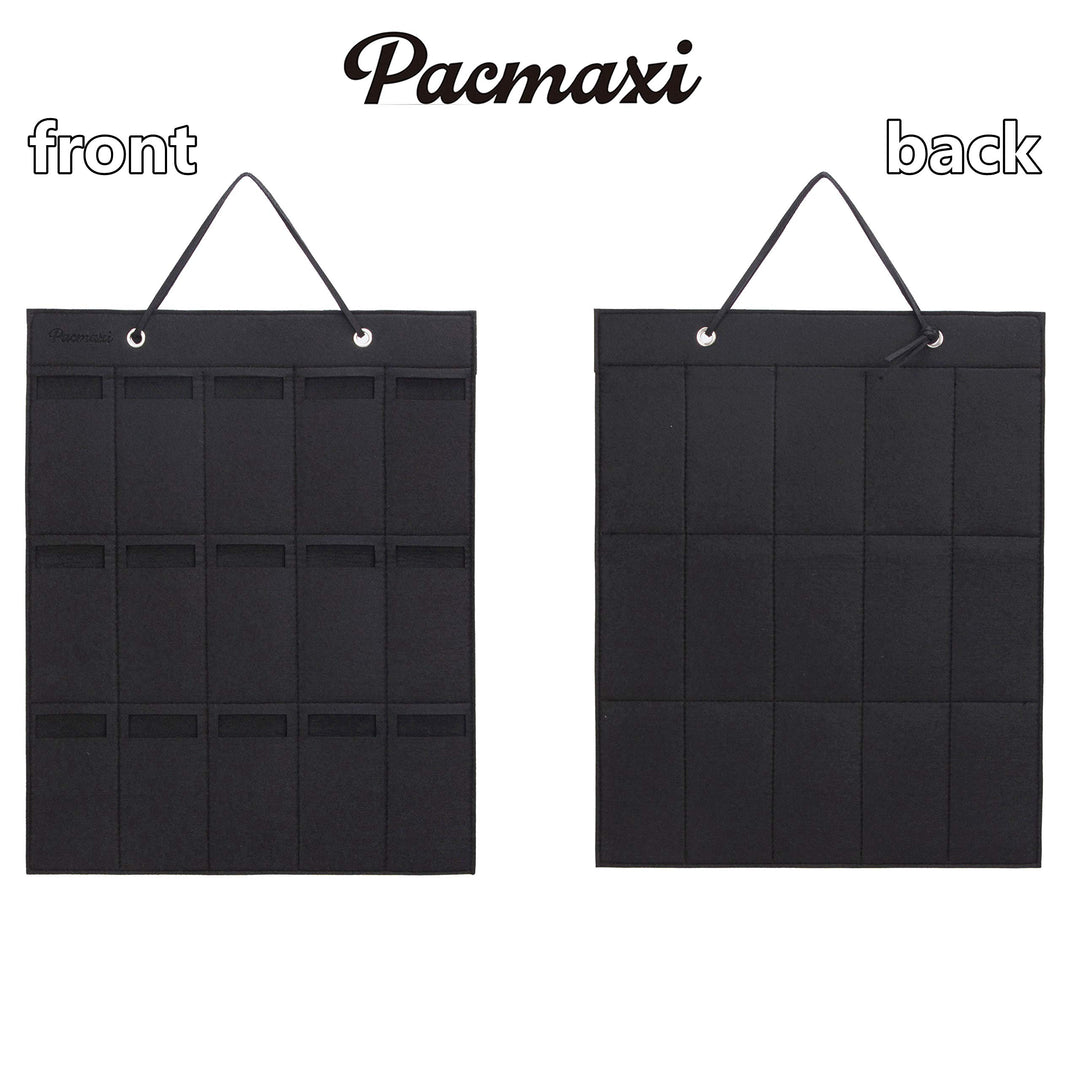 PACMAXI Sunglasses Storage Organizer, Wall Pocket Mounted by Sunglasses, Hanging Eyeglasses Storage Holder, Eyewear Display. (brown + black, 15 Slot)