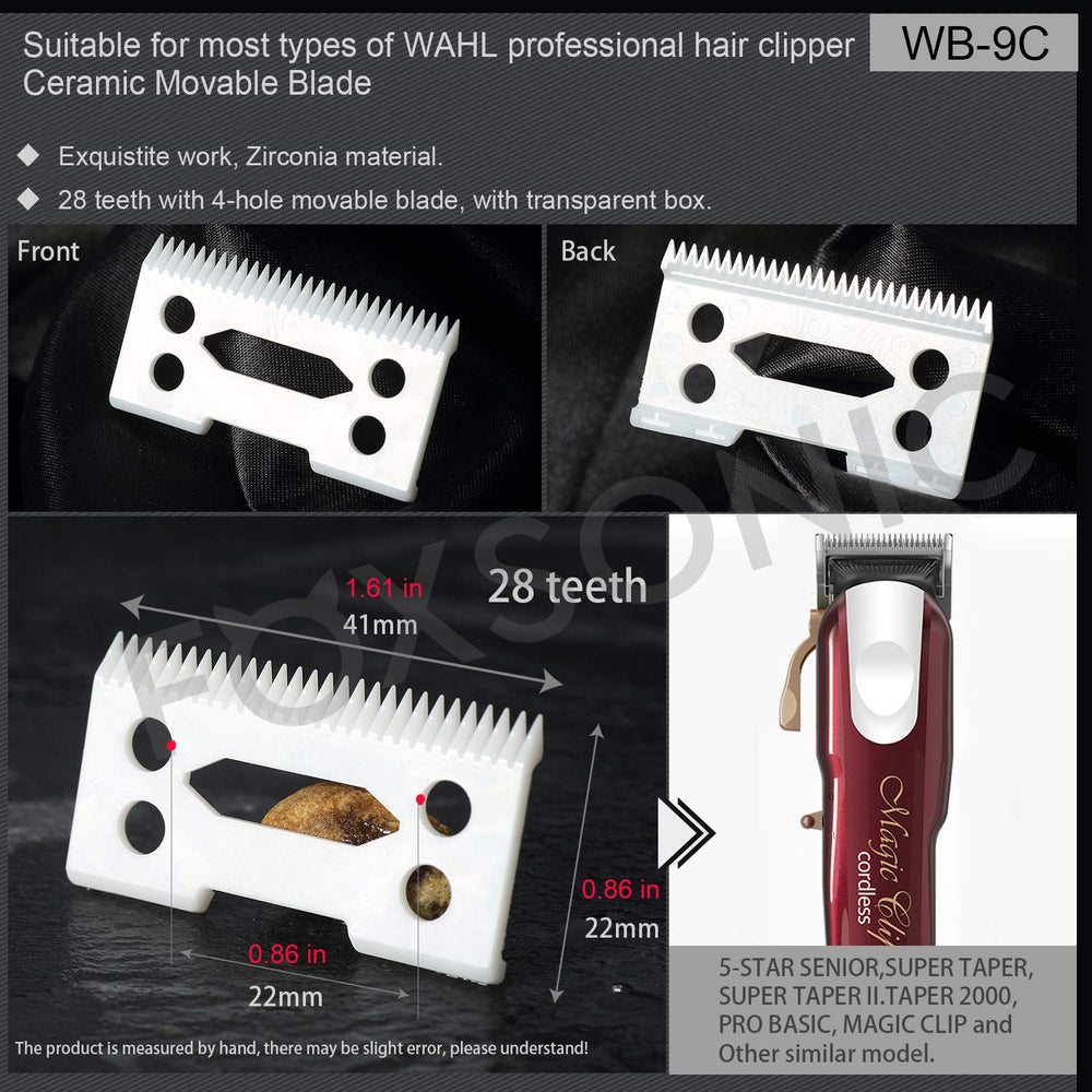 Professional 2pcs ceramic blades for Wahl Senior cordless Clipper 2 Hole Clipper ceramic Blade cutter,ceramic clipper replacement blades (WHITE)