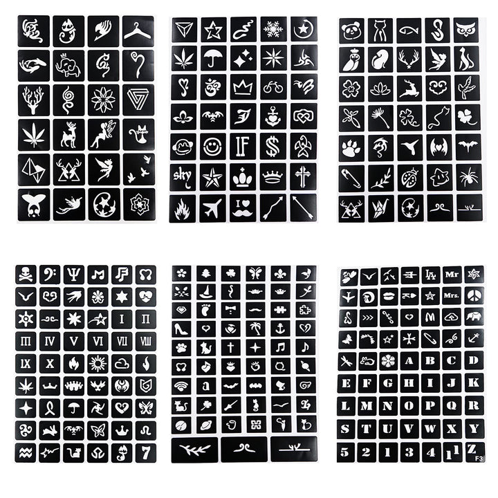 778pcs Temporary Tattoos Stencils, 20 Sheets Reusable Boys and Man Glitter Tattoo Kit Templates Face Painting Stencil Body Design Stencil Pack for Adults Girls Women Kids Teenager Adultssigns Man