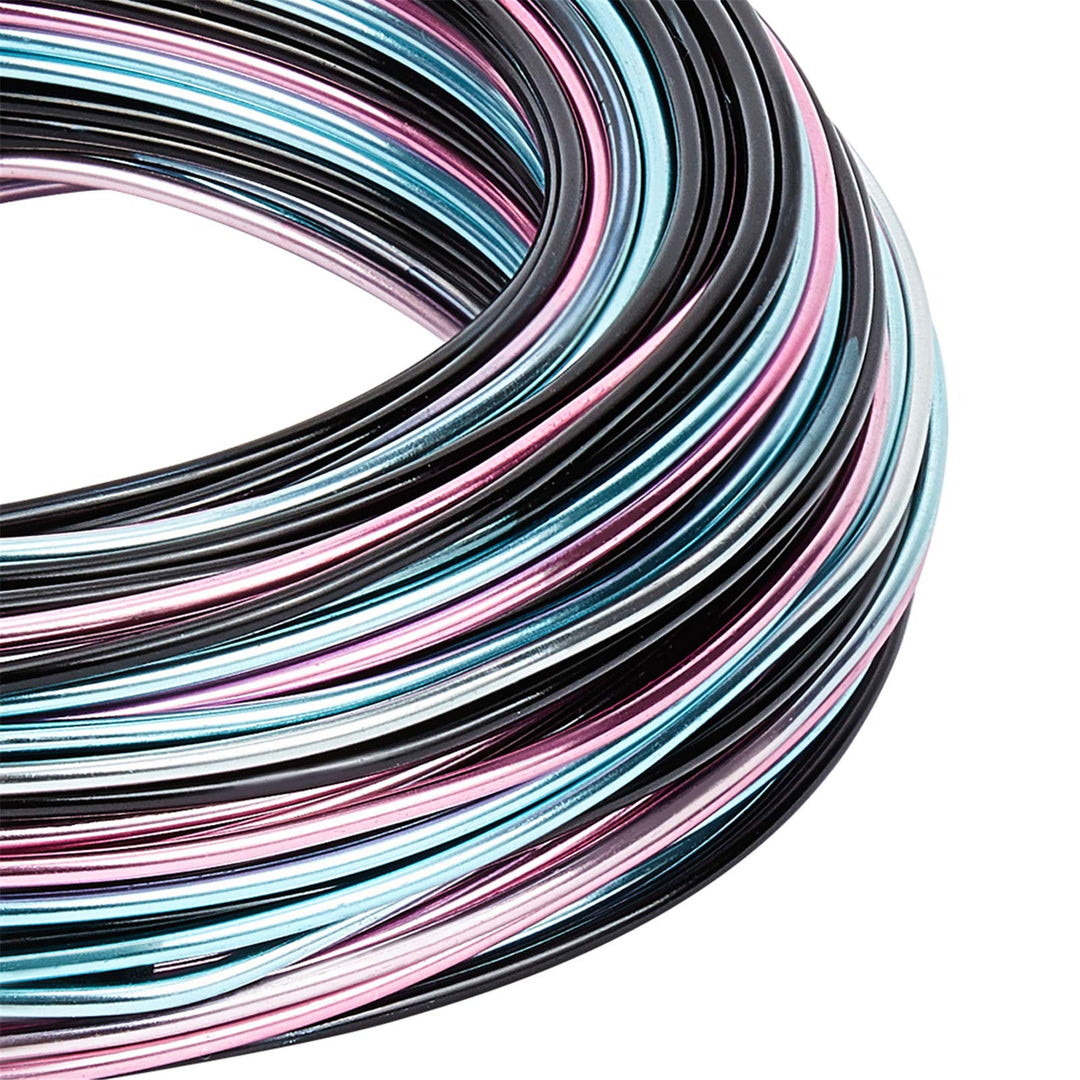 Multicolor Jewelry Craft Wire Gradient Color Aluminum Wire (15 Gauge, 136 Feet) Bendable Metal Wire with Storage Box for Jewelry Beading Craft Project - Black, Blue, Pink