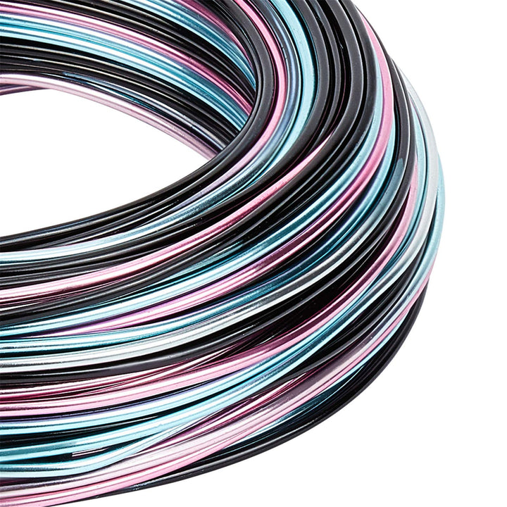 Multicolor Jewelry Craft Wire Gradient Color Aluminum Wire (15 Gauge, 136 Feet) Bendable Metal Wire with Storage Box for Jewelry Beading Craft Project - Black, Blue, Pink