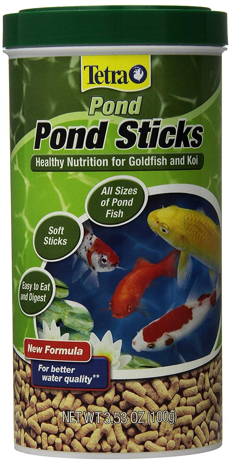 Pond Sticks, Koi Fish &amp; Goldfish Food, Soft Sticks, Easy to Digest Floating Pond Fish Food, 3.53 ounces