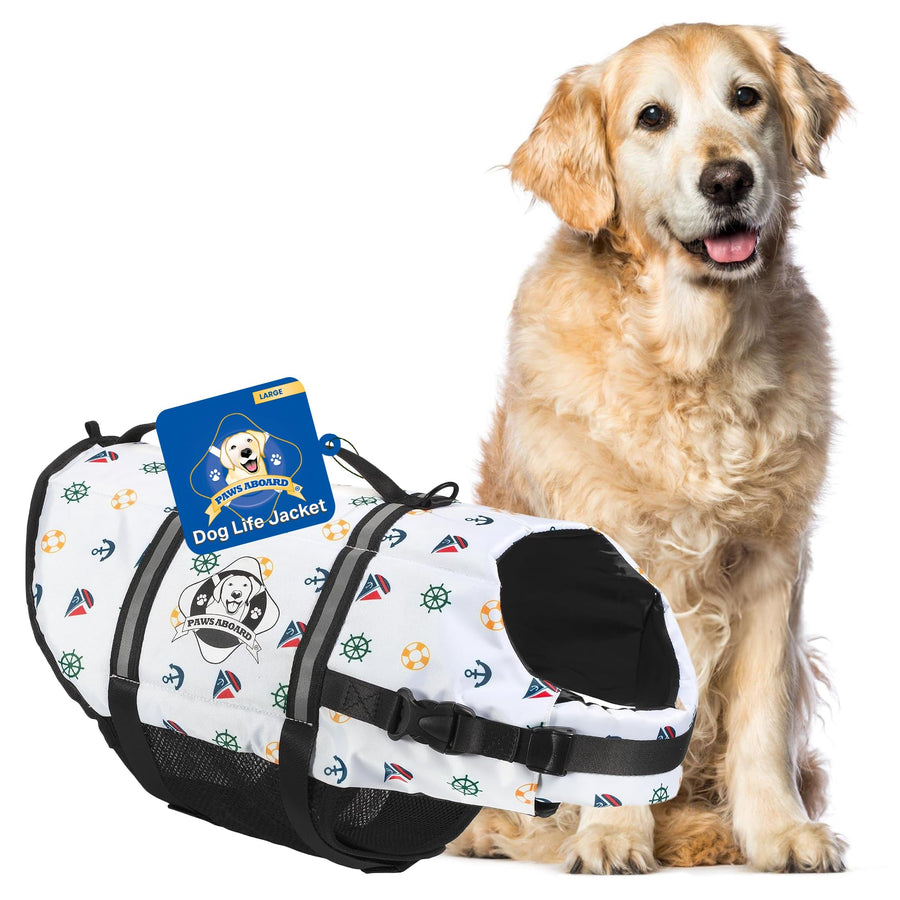 Dog Life Jacket - Keep Your Canine Safe with a Neoprene Life Vest for Swimming and Boating - Available in Different Sizes, Color and Design to Choose - Nautical Dog, Large