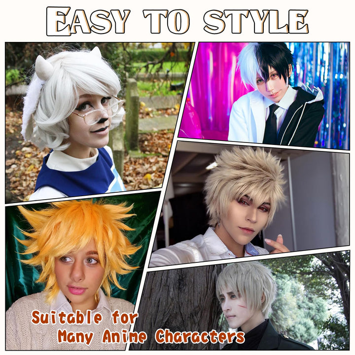 S-noilite Unisex Cosplay Short Straight Hair Wig Women Mens Anime Comic Party Costume Wigs Dark Orange
