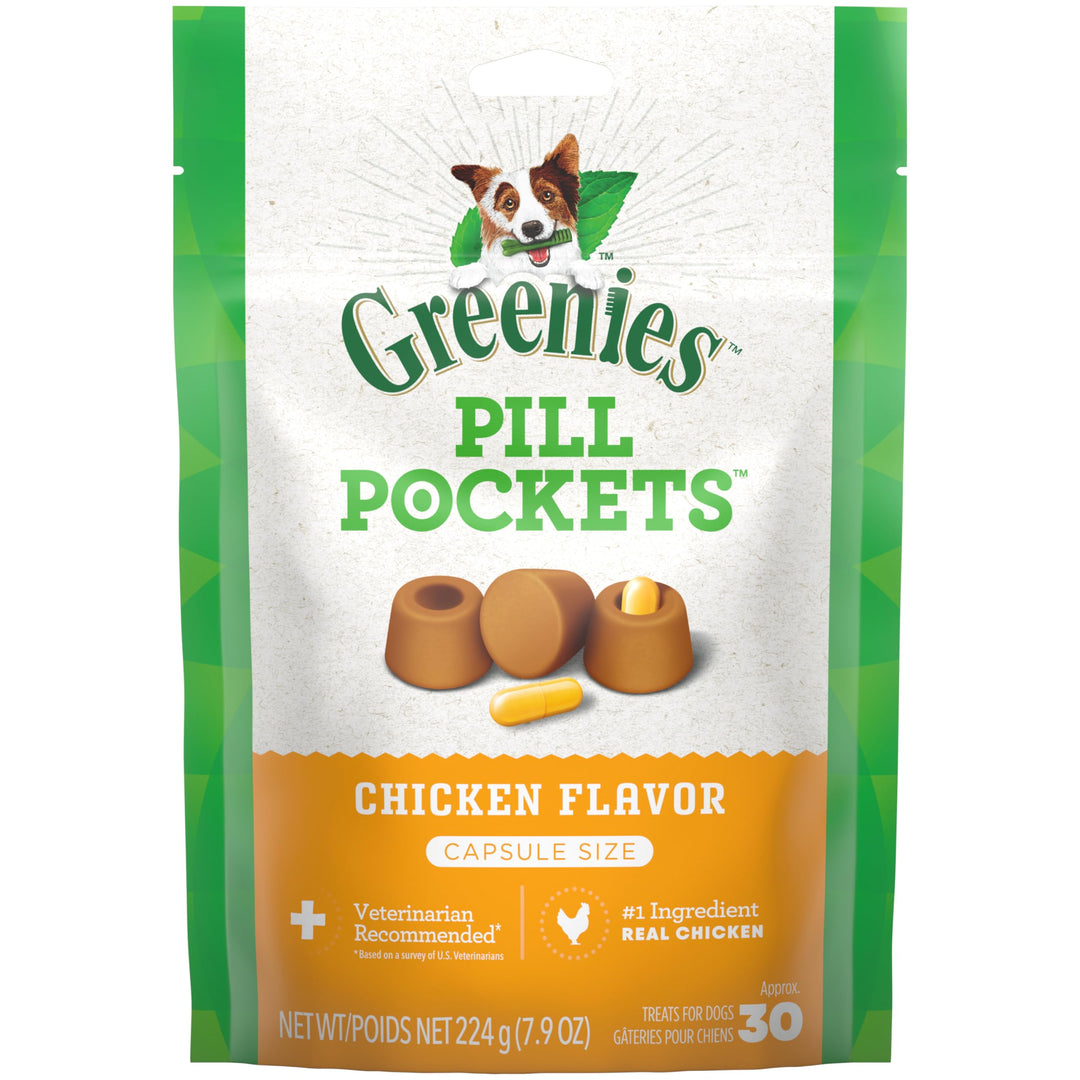 Pill Pockets for Dogs Capsule Size Natural Soft Dog Treats, Chicken Flavor, (6) 7.9 oz. Packs (180 Treats)