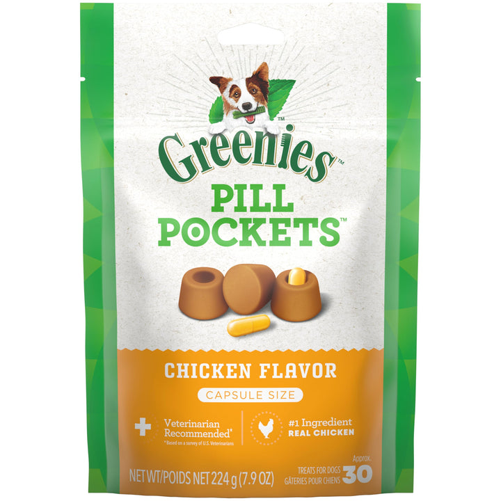 Pill Pockets for Dogs Capsule Size Natural Soft Dog Treats, Chicken Flavor, (6) 7.9 oz. Packs (180 Treats)