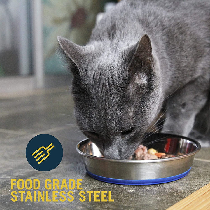 OurPets Durapet Heavyweight Durable Stainless Steel Cat Food or Water Bowl, Water Bowl Holds up to 1.75 Cups of Dry Cat or Dog Food