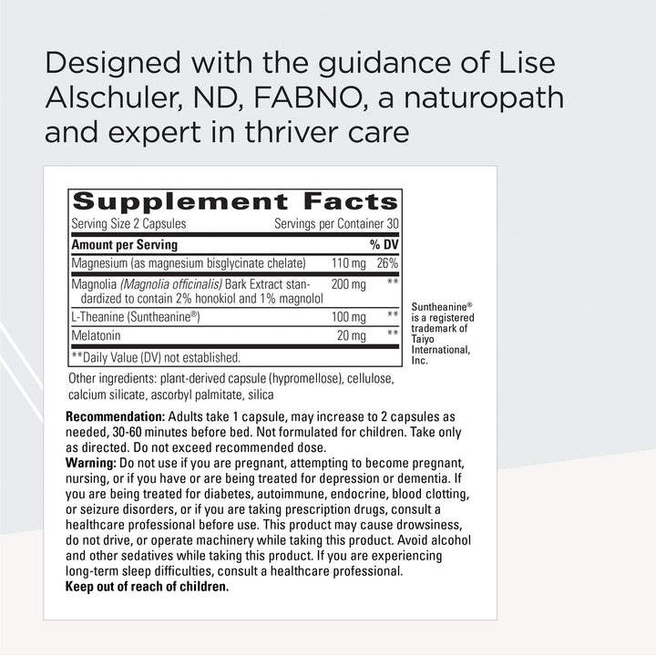 Integrative Therapeutics ProThrivers Wellness Sleep - Sleep Supplement with Melatonin, Magnesium Bisglycinate & L-Theanine* - Vegan, Gluten-Free & Dairy-Free Sleep Support Supplement* - 60 Capsules