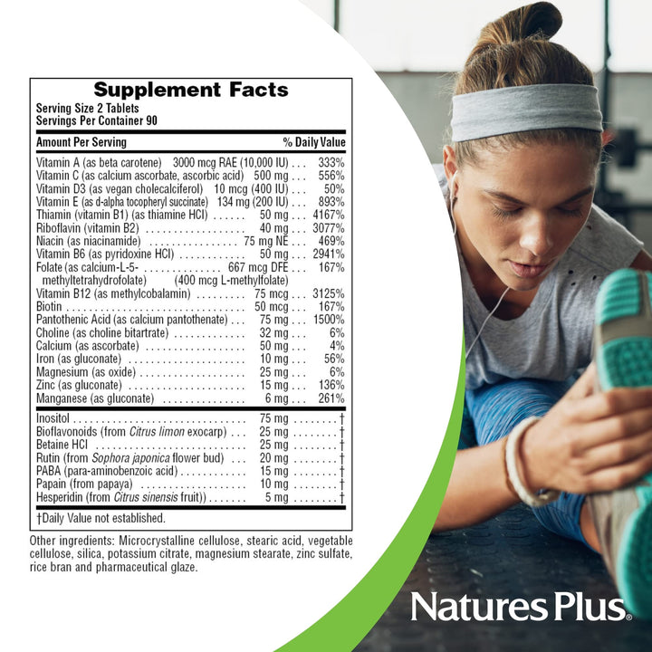 Natures Plus Nutri-Genic Multivitamin - 180 Vegetarian Tablets - Hypo-Allergenic Natural Multivitamin &amp; Mineral Supplement for Sensitive People - Allergen-Free, Gluten-Free - 90 Servings