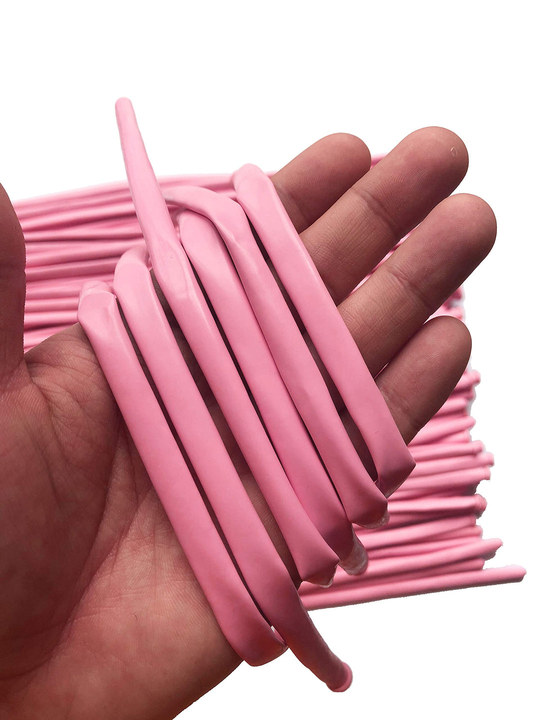 100 PCS Thickening Latex Long Twisting Magic Balloons Solid Color Twisting Balloon for Animals (Pink)