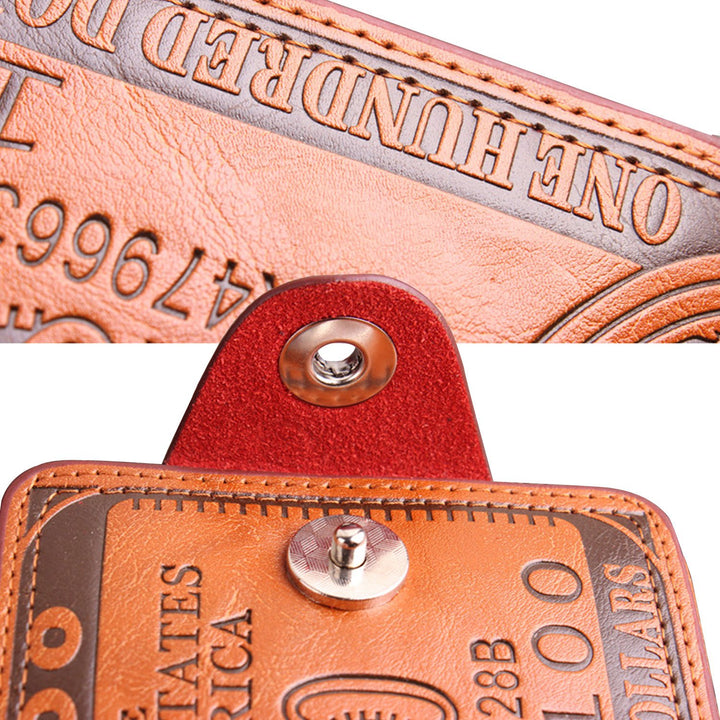 LUI SUI Men Us Dollar Bill Wallet Billfold Leather Cred