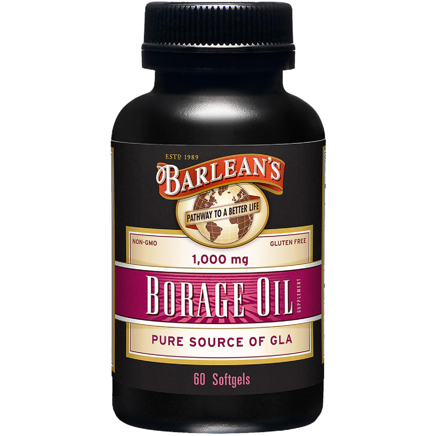 Borage Oil Capsules, 1000mg Cold Pressed Pure Borage Seed Oil GLA Supplement, Omega 6 for Healthy Skin Joints and Bones and Brain Function, Non-GMO and PA Safe, 60 Count