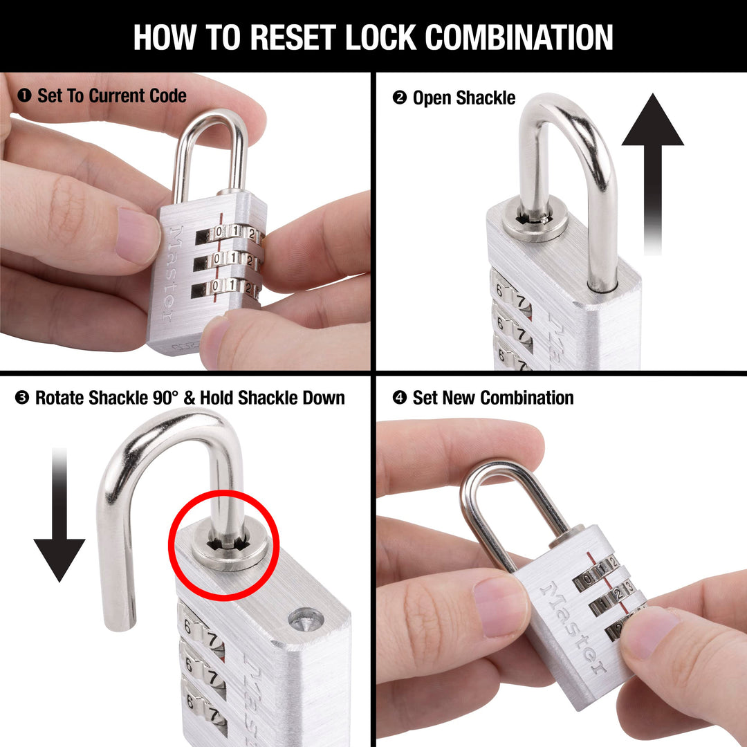 630D Set Your Own Combination Lock, Aluminum, 1-3/16 in. Wide
