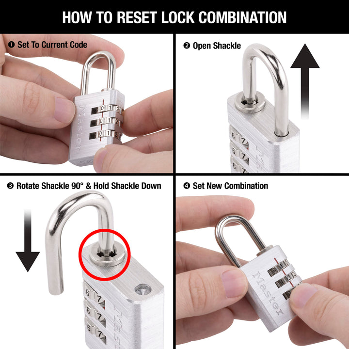 630D Set Your Own Combination Lock, Aluminum, 1-3/16 in. Wide