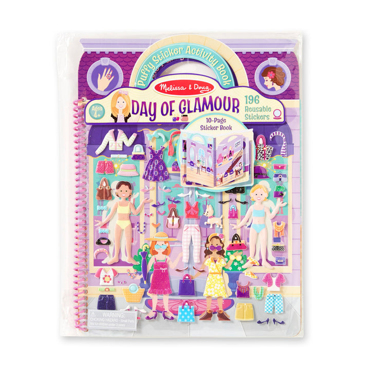 Melissa &amp; Doug Puffy Sticker Activity Book: Day of Glamour - 196 Reusable Stickers - FSC Certified