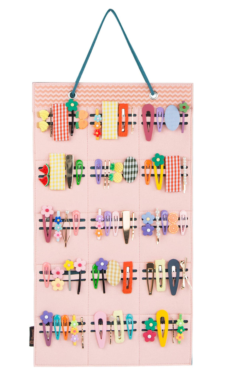 Baby Hair Clips Organizer, Hanging Baby Girls Hair Bows Organizer Storage, Hair Barrettes Accessory Display Holder for Babies Infant Toddlers Kids(Pink)