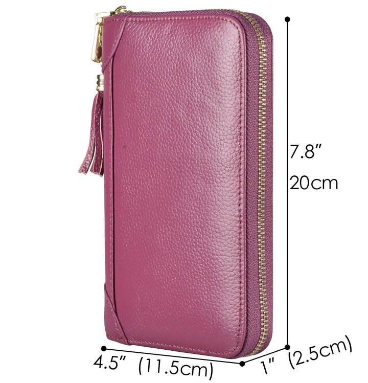 Easyoulife Credit Card Holder Wallet Womens Zipper Leat