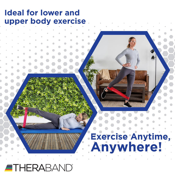 THERABAND Resistance Band Loop Set, Pack of 4, 12 Inch Band Loop Kit for Legs &amp; Butt Workouts, Beginner to Advanced Levels for Exercise, Rehab, Physical Therapy, Stretching, &amp; Strength Training