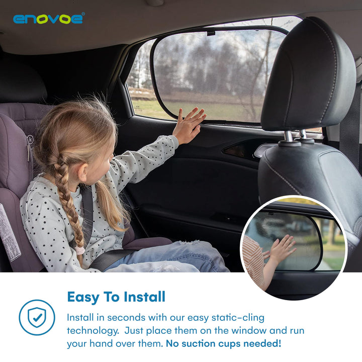 Pack of 2 Car Window Shade for Baby - 19 x 12 - Cling Car Sun Shade for Windows - Sun, Glare and UV Rays Protection for Your Child - Car Window Shades for Side Window Use, Medium Size