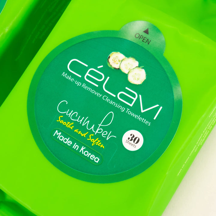 Celavi Makeup Remover Cleansing Wipes Removing Towelettes 2 Packs -60 Sheets Cucumber