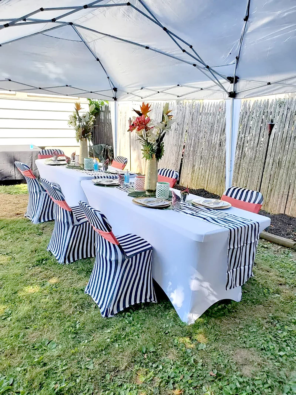 5 Pack Stretch Spandex Table Cover for 6 Ft Table, Washable and Wrinkle Resistant Stretchable Tablecloth, Rectangular Fitted Patio Tablecloth Protector for Wedding Event Banquet Parties-White