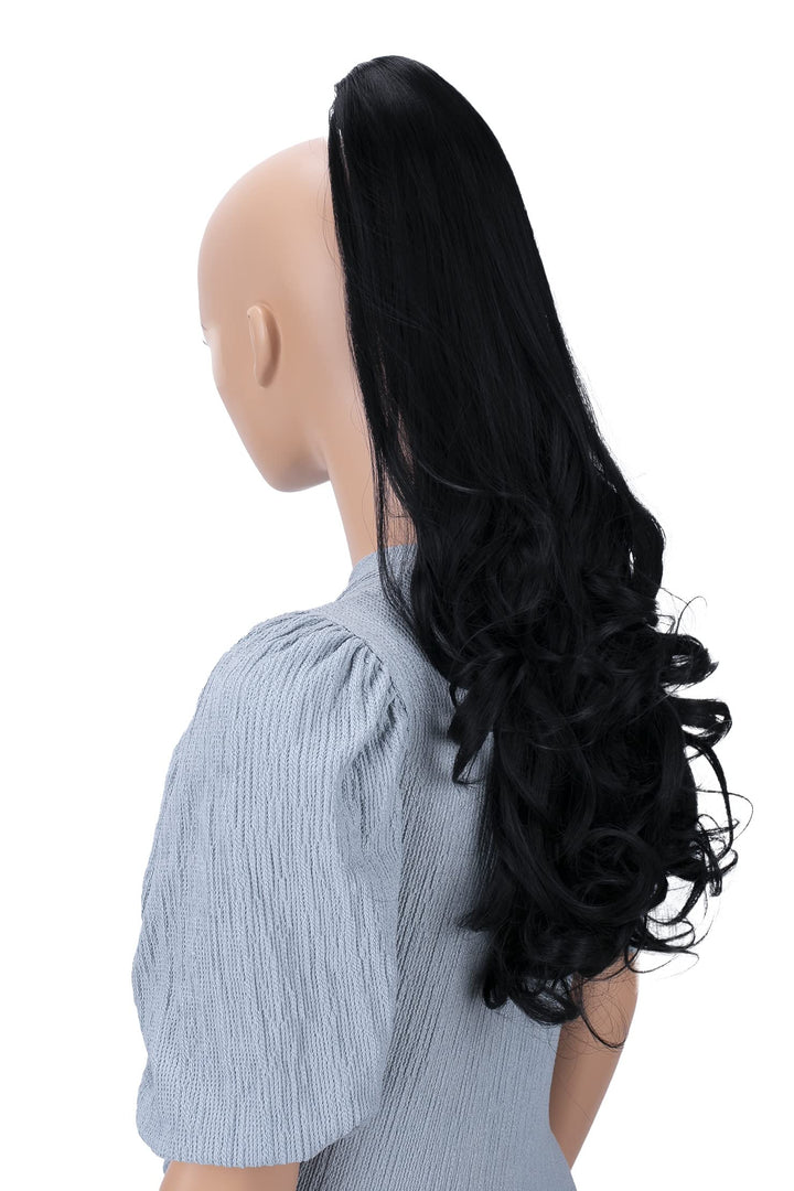 24 &amp; 160g Hair Piece Pony Tail Extension (JET BLACK) Very Long &amp; Voluminous curled wavy Heat-Resisting Like Real Human Hair