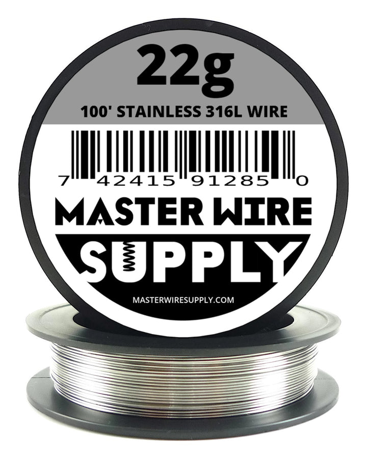 Stainless Steel 316L - 100&#39; - 22 Gauge Wire - 100ft - 0.65mm - 0.025in - Made in USA -
