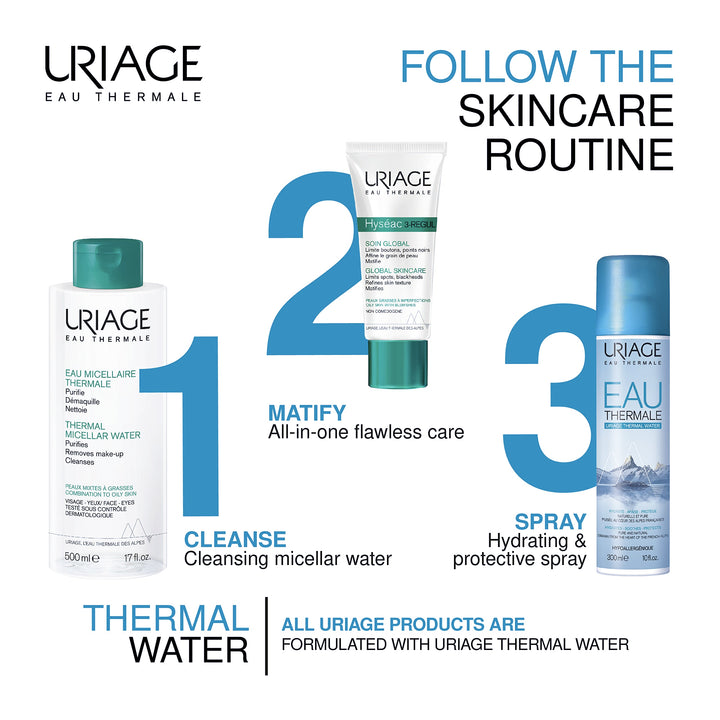 URIAGE Hyseac 3-REGUL Global Skincare 1.35 fl.oz. | Mattifying Moisturizer &amp; Pore Minimizer for Oily to Combination Skin Prone to Acne | Promotes the Elimination of Spots, Blackheads &amp; Shine