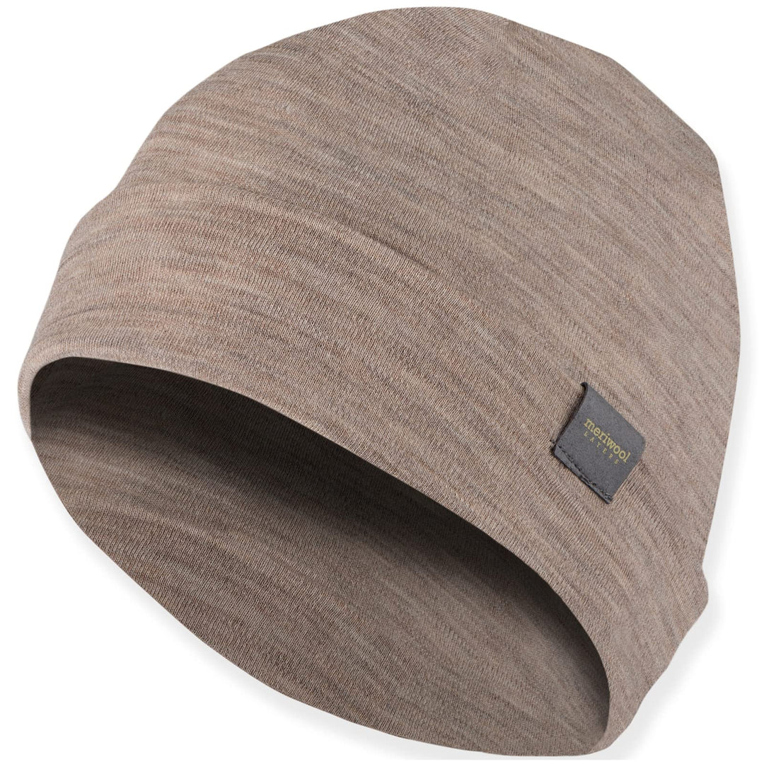 Unisex Merino Wool Cuff Beanie Winter Hat for Men and Women Khaki