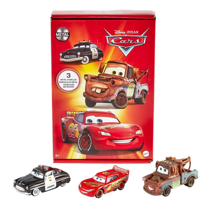 Disney Pixar Cars Toys, Radiator Springs 3-Pack of Die-cast Toy Cars &amp; Trucks with Lightning McQueen, Mater &amp; Sheriff