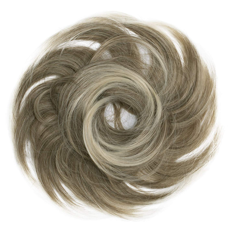 sandy blonde grey mix 12T88 : PRETTYSHOP Scrunchie Bun Up Do Hair piece Hair Ribbon Ponytail Extensions Wavy Curly or Messy Various Colors(sandy blonde grey mix 12T88)