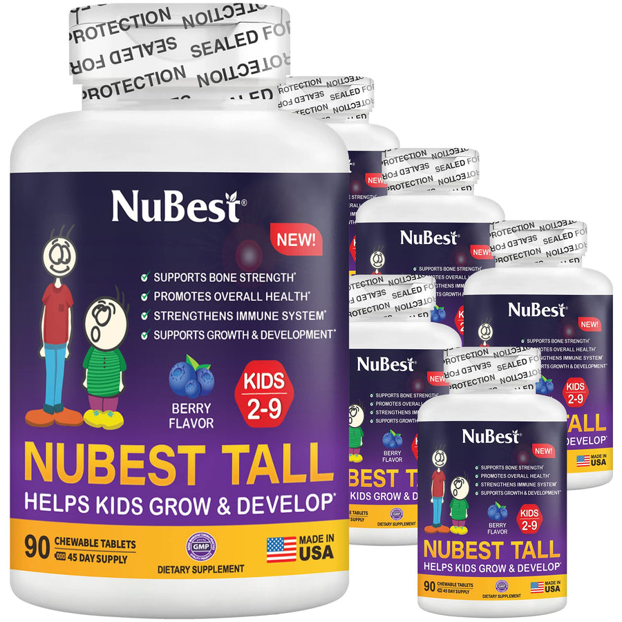 Tall Kids - Toddlers Vitamins and Kids Vitamins for Age 2 to 9 - Healthy Height Growth & Height Booster with Multivitamins & Minerals | 90 Chewable Tablets | 6 Pack