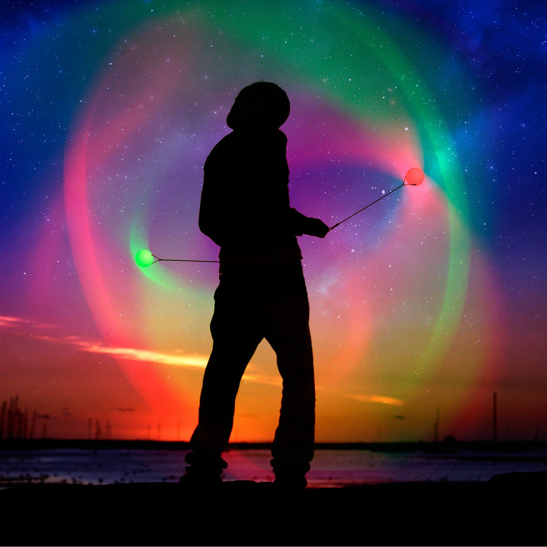 LED Poi Ball Swirling Light Rave Toy (Set of 2)