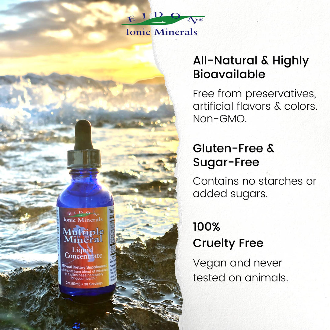 Multiple Minerals Supplement - Ionic Trace Mineral Drops for Water, Natural Liquid Vitamins to Support Heart Health and Hydration, Bioavailable, No Preservatives - 2 oz