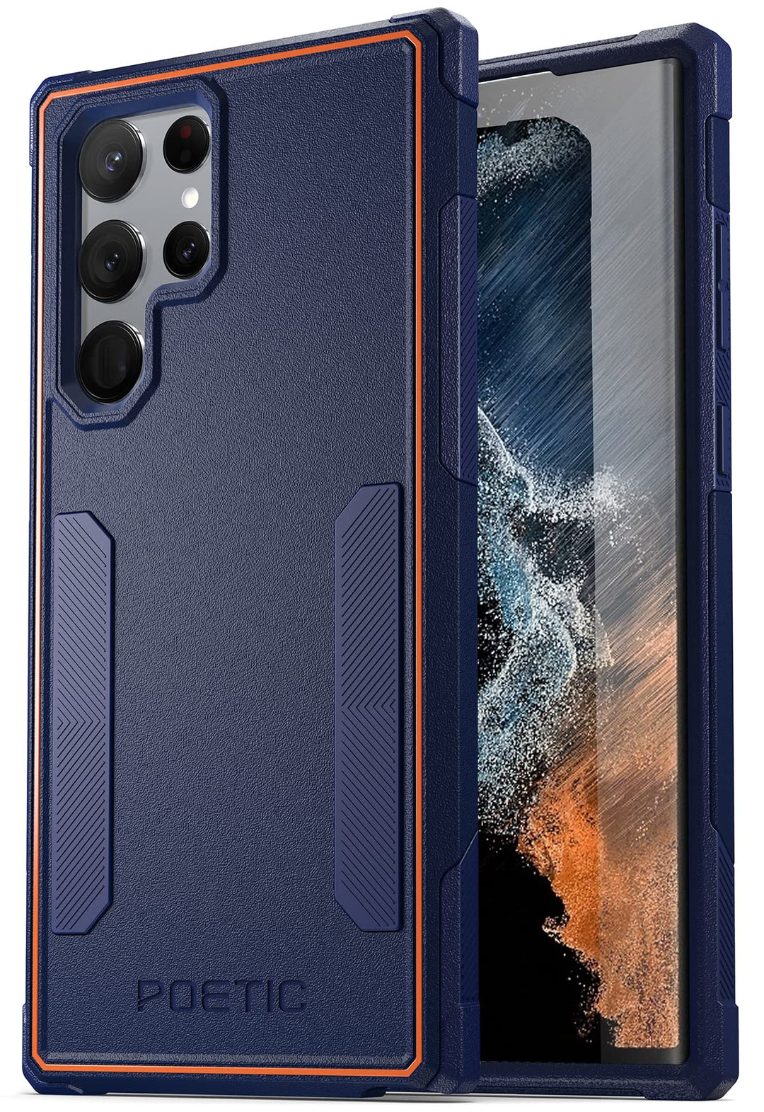 Neon Series Case Compatible with Galaxy S22 Ultra 5G 6.8 inch, Dual Layer Heavy Duty Tough Rugged Lightweight Slim Shockproof Protective Cover Case, Navy Blue