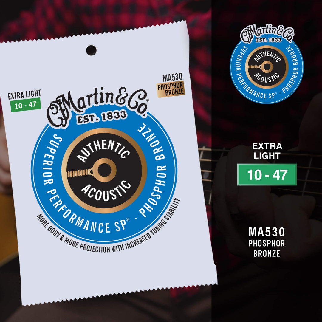 Martin Authentic Acoustic Guitar Strings, Superior Perf