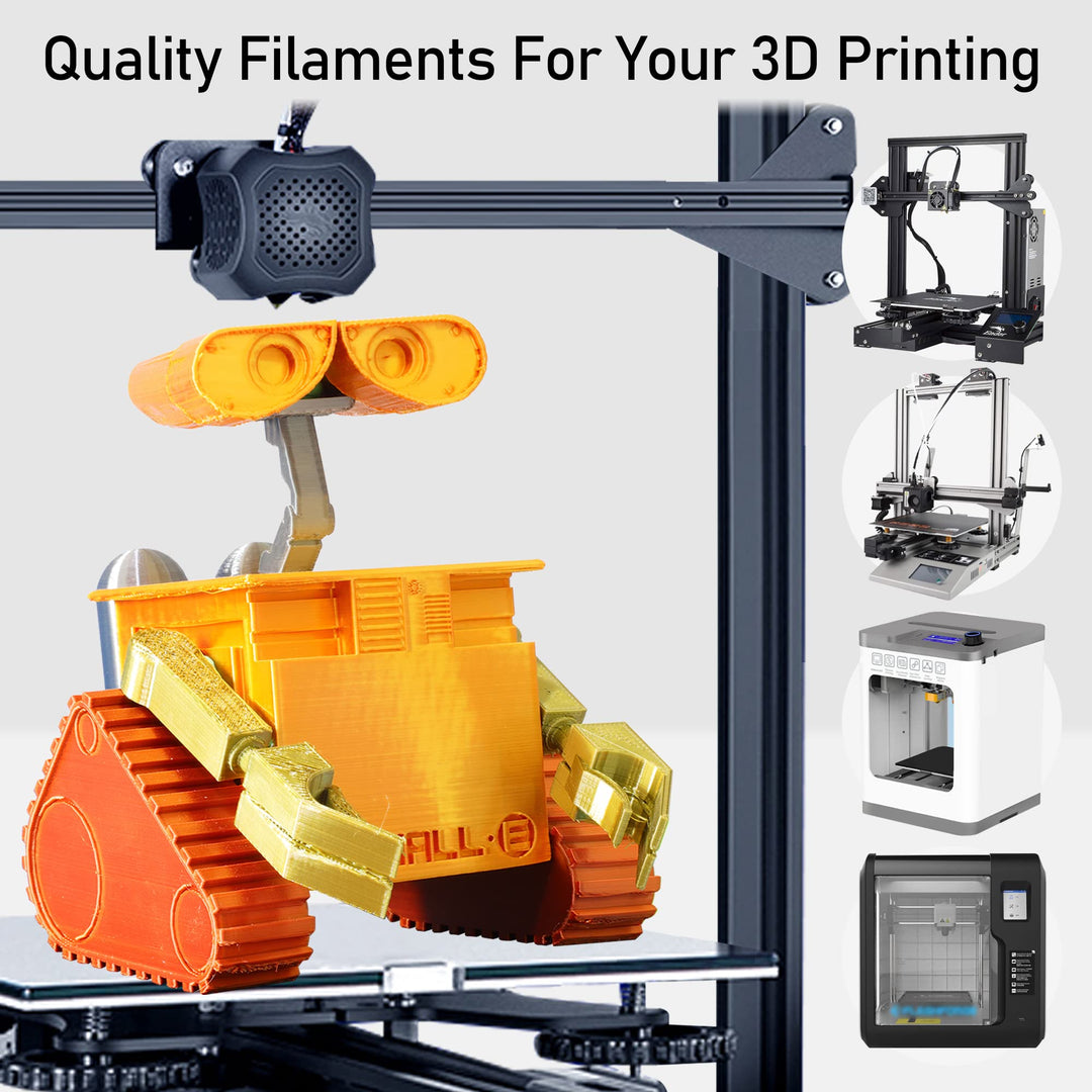 Shiny Silk Multicolor Rainbow PLA Filament, 1.75mm Metallic Gradient 3D Printing Material 0.5kg/Spool Total 3 Spools 1.5kgs, Filament Bundle Package with Extra Accessory 3D Print Stick Tool