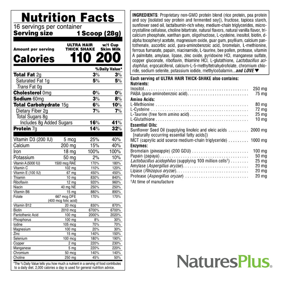 Natures Plus Ultra Hair Thick Shake - 1 lb, Hair Protei