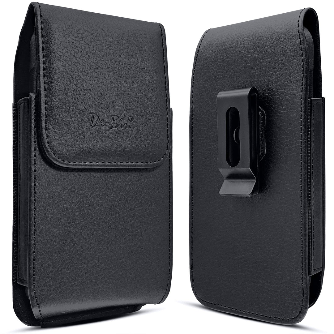 :iPhone 6 6s 7 Plus Vertical Leather Belt Case Clip Holster Pouch Carrying Sleeve (Fits iPhone 6 Plus 6s Plus 7 Plus With Otterbox Defender Case / Symmetry Case / Commuter Case / Lifeproof Case On)