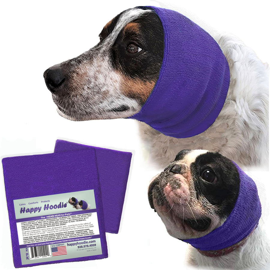 Happy Hoodie The Original Calming Band for Dogs & Cats - 2 Pack (1 Small, 1 Large) - for Anxiety Relief & Calming Dogs – Noise Canceling for Dogs - The Force Drying & Grooming Miracle Tool Since 2008