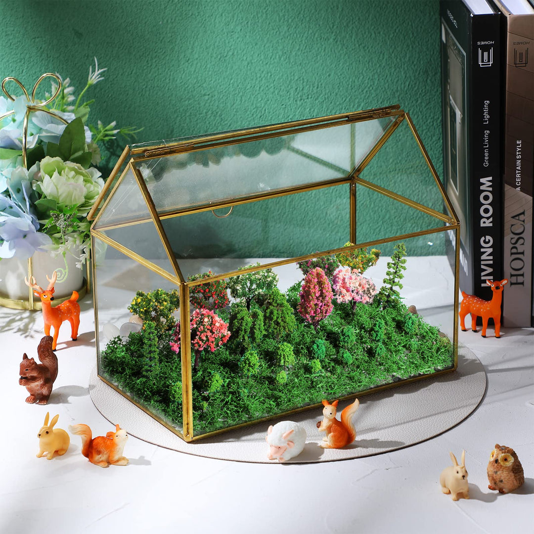 28 Pcs Model Trees Fake Miniature Trees Diorama Supplies Model Scenery Supplies Miniature Garden Accessories with Faux Moss Snow Leaves Decor for DIY Projects Landscape Fairy(Mixed Trees)