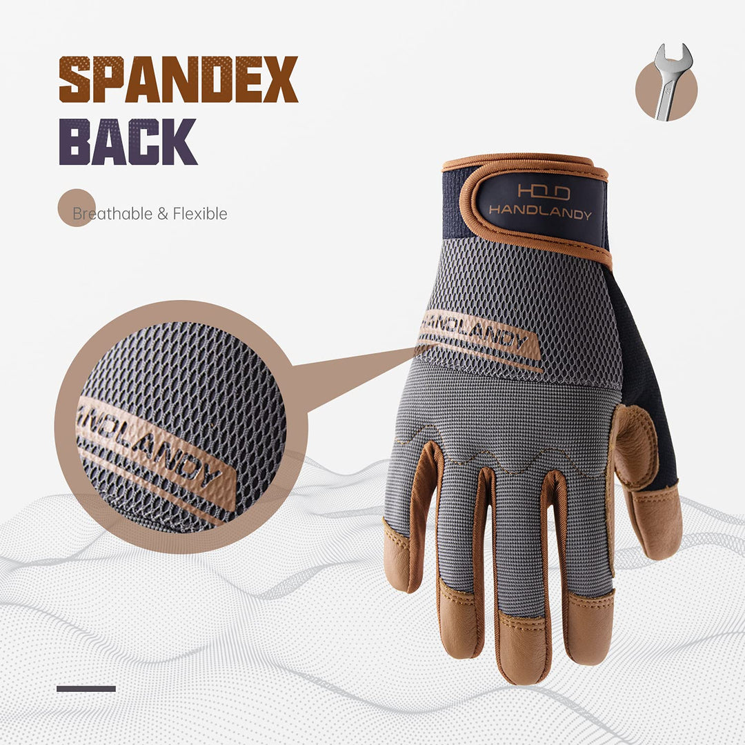 HANDLANDY Leather Work Gloves Mens &amp; Women, Uti