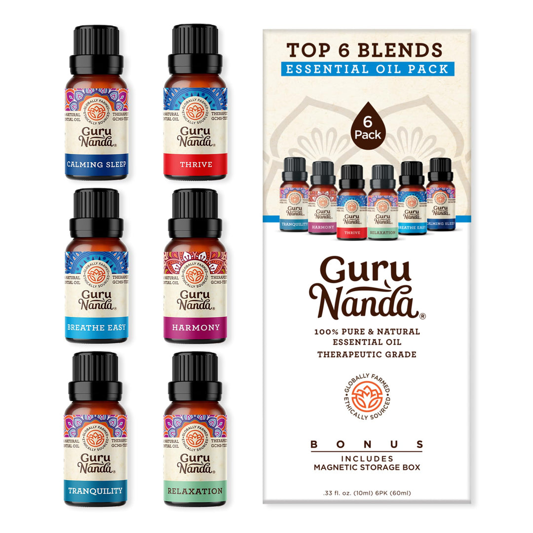 GuruNanda Essential Oil Blends (Set of 6) - 100% Natura