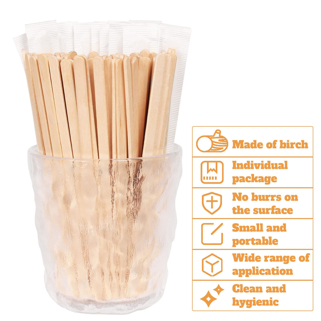 5.5 inches Wooden Coffee Stirrers Disposable Wood Coffee Stir 1000 Pcs Individually Paper Wrapped Wooden Coffee Stir Sticks Disposable Coffee Stirrers (5.5 Inches/140mm,1000Pcs)