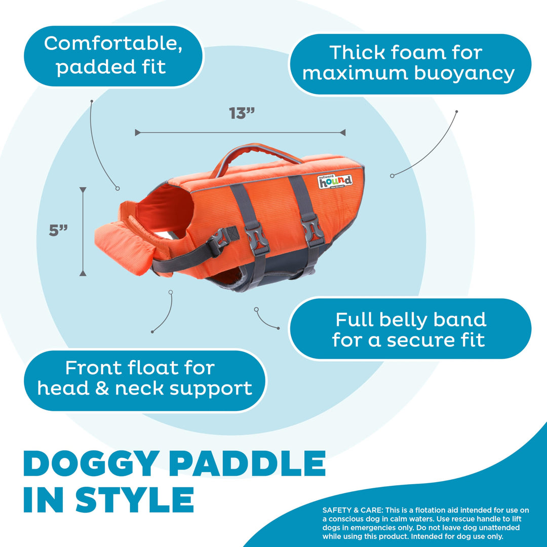Granby Splash Orange Dog Life Jacket, Small