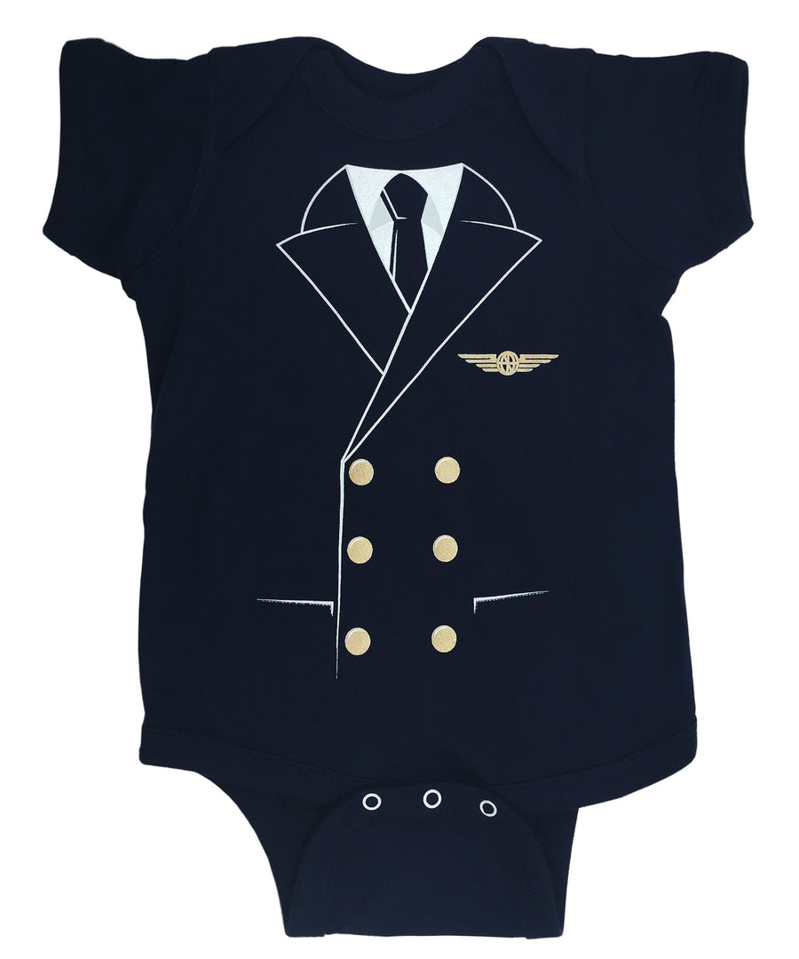 The Pilot Uniform Baby Bodysuit, Navy (6 Months)