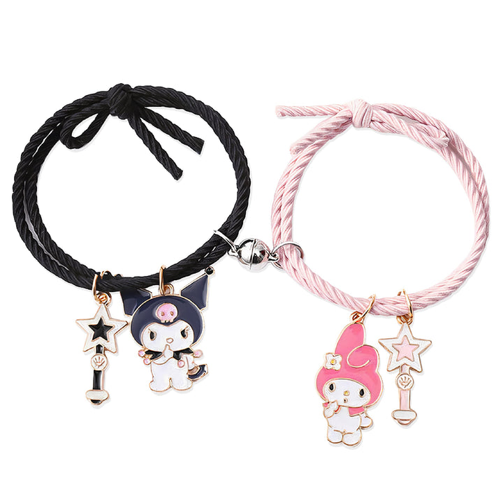 Bestie Couples Bracelets Mutual Attraction Relationship Matching Friendship His Hers Rope Bracelet Bff Best Friend Gift (Black Pink)